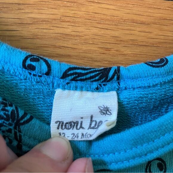 Noni Bee Teal Blue Goldfish Fish Print High Low Long Sleeve Cotton Dress 12-24 - Picture 3 of 5